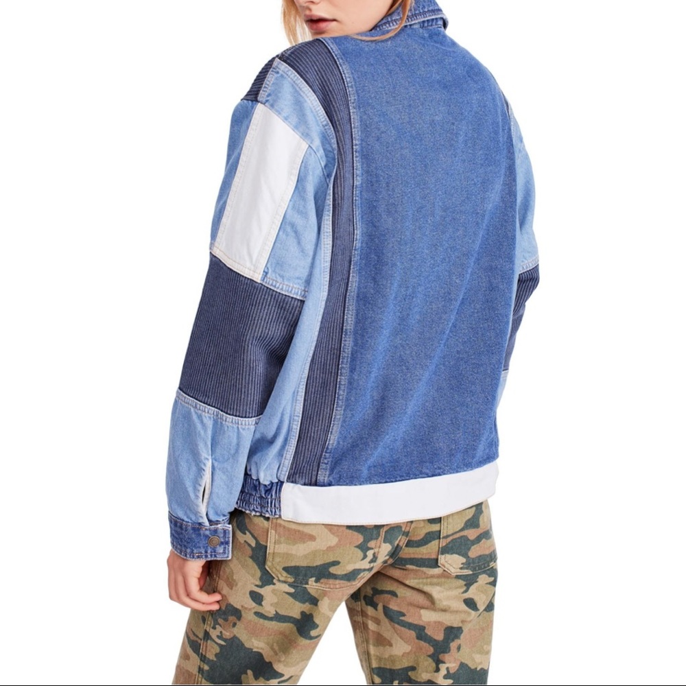 SOLD Free people Panel Denim Bomber Jacket - Picture 8 of 9